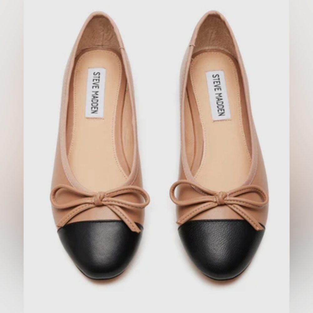 NEW Steve Madden Ellision Natural Genuine Leather Ballet Flats | Size 8.5